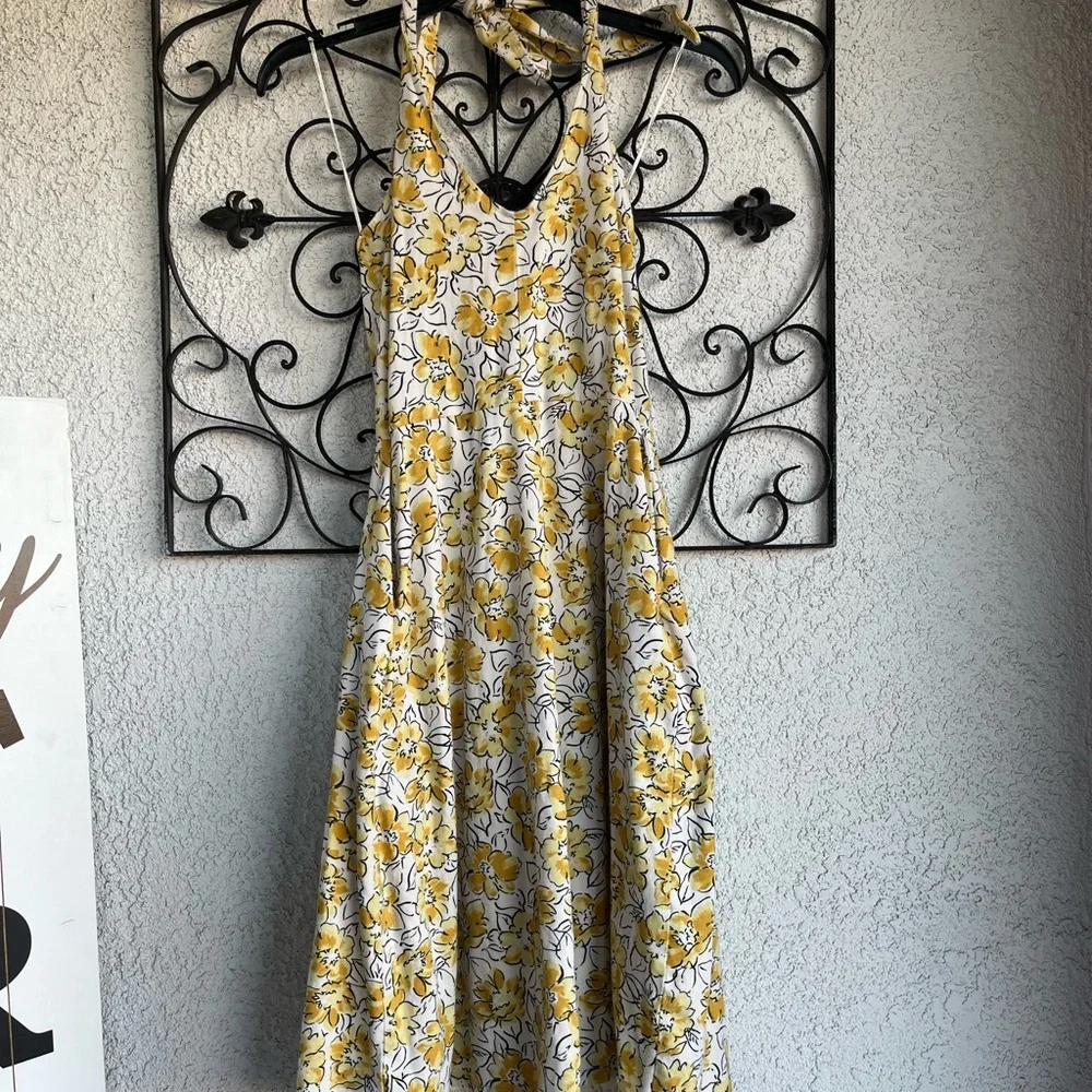 Pact Reverie Yellow Floral halter dress - Picture 2 of 6